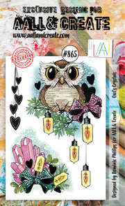 #865 AALL & CREATE " Owl's Crystals " Stamp